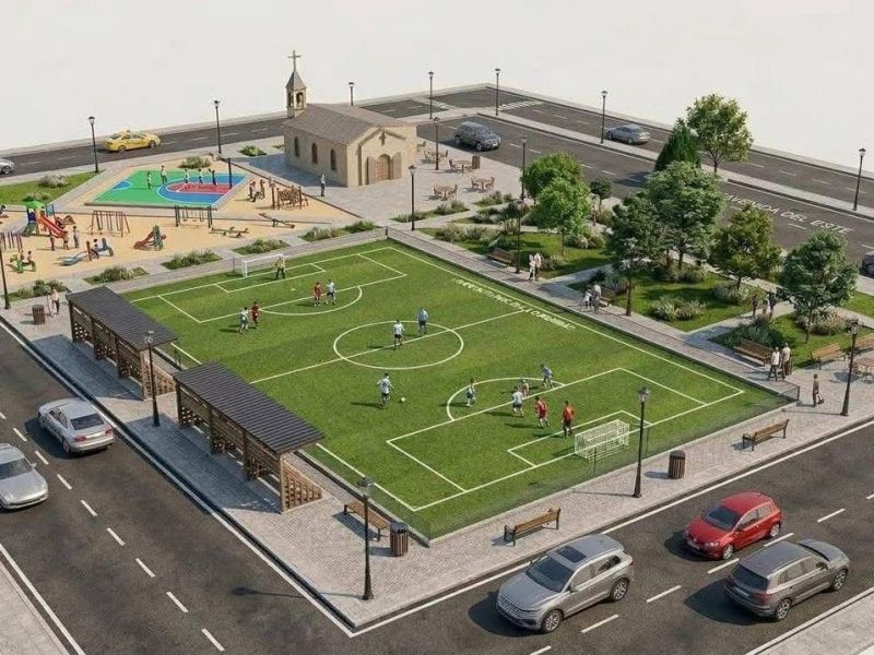 DAN BANDERAZO DE INICIO A LA CONSTRUCCIÓN DE CANCHA DE PASTO SINTÉTICO EN COLONIA COLINAS DEL VALLE